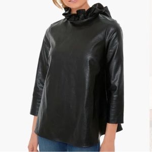 Tuckernuck Faye Blouse- Black Leather, Size S